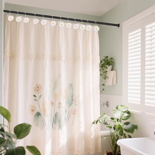 Flower Shower Curtain Hooks, 12 Pack Rustproof Stainless Steel Decorative - Image 2