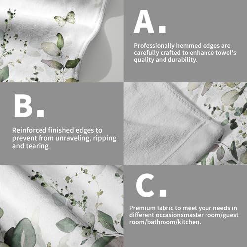 Green Eucalyptus Leaves Hand Towels Spring Sage Green Botanical Fingertip Towel - Image 5