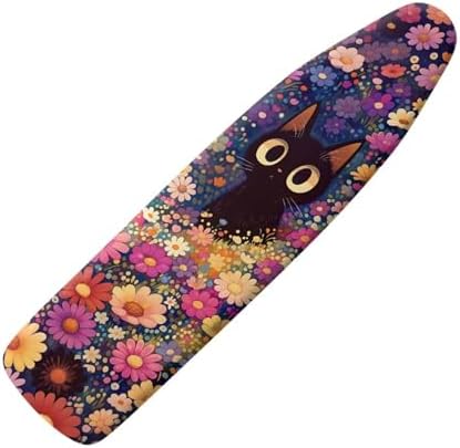 Flowers and Cat Ironing Board Cover, Stretch Scorch Resistant Padding Elastic by Oamsistay