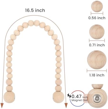 KLOGTSIND Magnetic Curtain Tiebacks, 6 Pack Wood Bead Curtain Holdbacks - Image 3