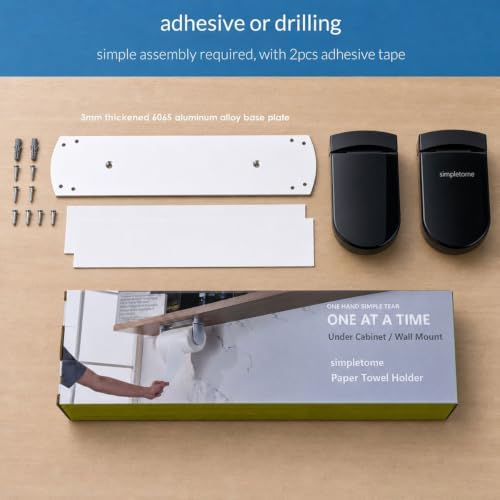 simpletome ONE Hand Tear Paper Towel Holder Under Cabinet Adhesive or Drilling - Image 5