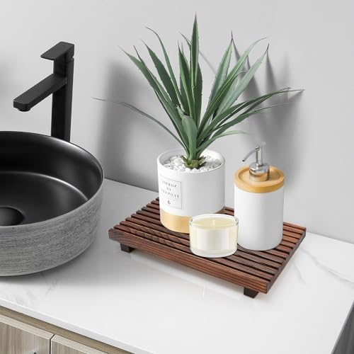 Decorative Wooden Tray for Bathroom Counter Kitchen Wood Riser Vanity Tray - Image 3