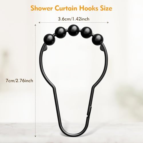 12 PCS Shower Curtain Hooks, Practical Black Shower Curtain Hooks - Image 2