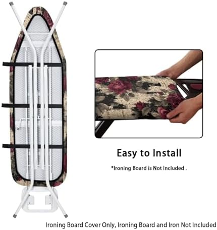 Red Rose Ironing Board Cover 15x54 Inches Standard Retro Newspaper Ironing - Image 5