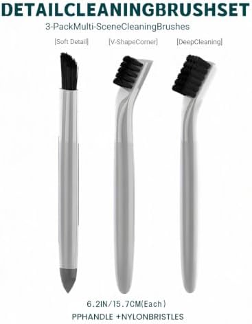 3-Pack Grout & Crevice Cleaning Brush Set, Window Tracks, Kitchen Sink - Image 2