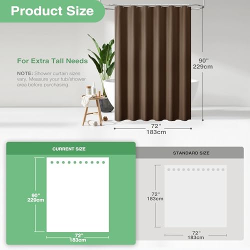 Dynamene Extra Long Waffle Shower Curtain 256 GSM Fabric 72x90 Brown - Image 3