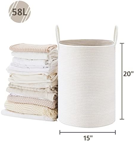 VIPOSCO 58L Tall Woven Laundry Basket Hamper - Image 5
