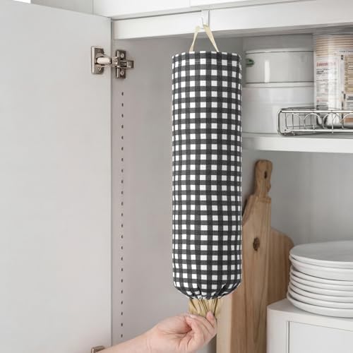 Gingham Plastic Bag Holder for Grocery Bag - Image 6