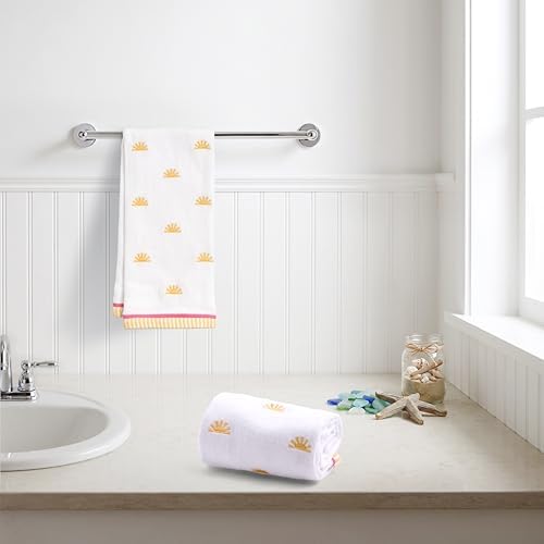Ritz 2-Piece Cotton Velour Bathroom Hand Towel Set, Embroidered Sun Allover - Image 4