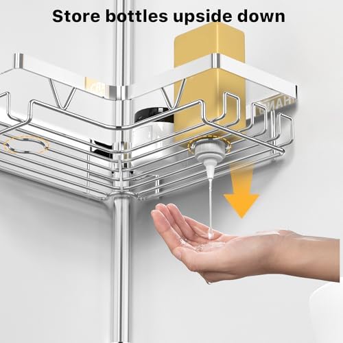 KEGII Corner Shower Caddy Tension Pole, Bathroom Storage Shelf - Image 5