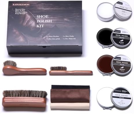 RAPSAKEMOH Shoe Polish Kit, Horsehair Brush Shoe Shine Kit by Unknown