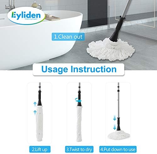Eyliden Mop with 2 Reusable Microfiber Heads, Easy Wringing Twist Mop - Image 6