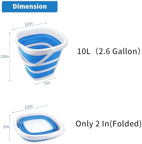 2 Pack Collapsible Buckets 10L 2.6 Gallon Cleaning Bucket Mop Bucket Folding - Image 2