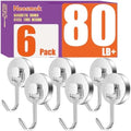 Neosmuk Magnetic Swing Hooks, 80lb Cruise Silver Hooks, 6 Pack by Neosmuk