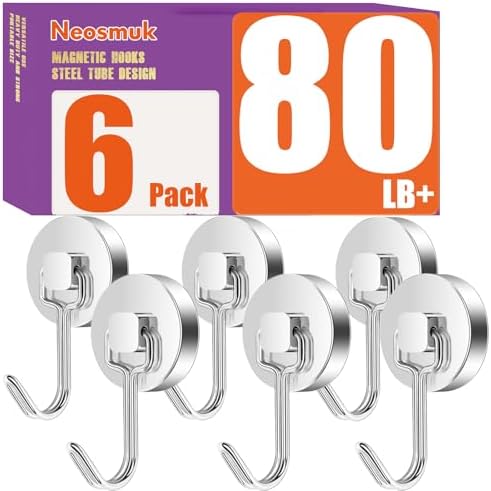 Neosmuk Magnetic Swing Hooks, 80lb Cruise Silver Hooks, 6 Pack by Neosmuk