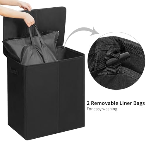 WOWLIVE 140L Double Laundry Hamper 2 Section - Image 5