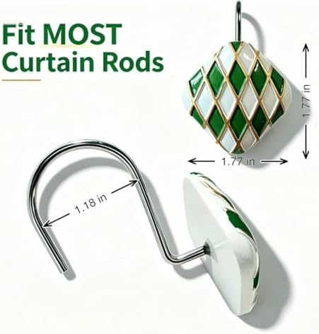 Decorative Geometric Shower Curtain Hooks, Rustproof Metal Shower Hooks - Image 2