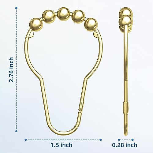 Titanker Gold Shower Curtain Rings, Rust-Resistant Metal Shower Curtain Hooks - Image 6