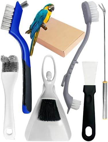 Upgrade 6PCS Cage Cleaner Set, 2-in-1 Stainless Steel Pet Cage Brush, Bird Poop by MIEUXLLEY