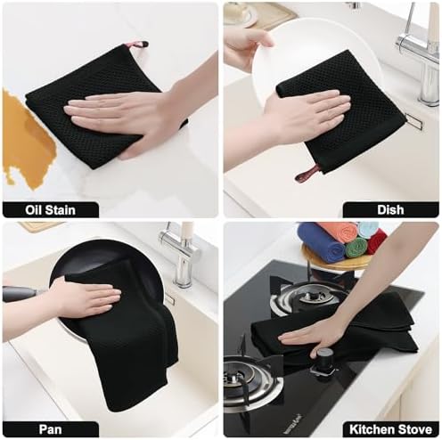 Homaxy 10 Pack 100% Cotton Kitchen Towels and Dishcloths Set - Image 5