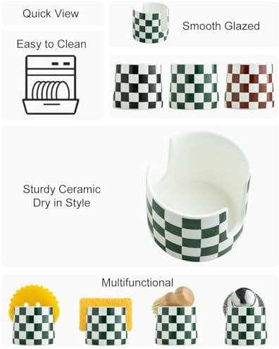 Zoeeker Sponge Holder for Sink, Ceramic Dish Sponge Holder Brush Holder - Image 3