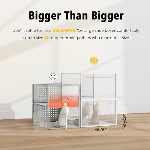 SEE SPRING XXX-Large Fit Size 14 Shoe Storage Box, Shoe Rack Sneaker Container - Image 2