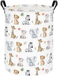 Round Jungle Wildlife Laundry Hamper, Cotton Canvas Storage Bin by ONOEV