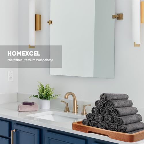 HOMEXCEL Washcloths 24PK, Ultra Soft&Highly Absorbent Face Towels, 12X12 in - Image 6