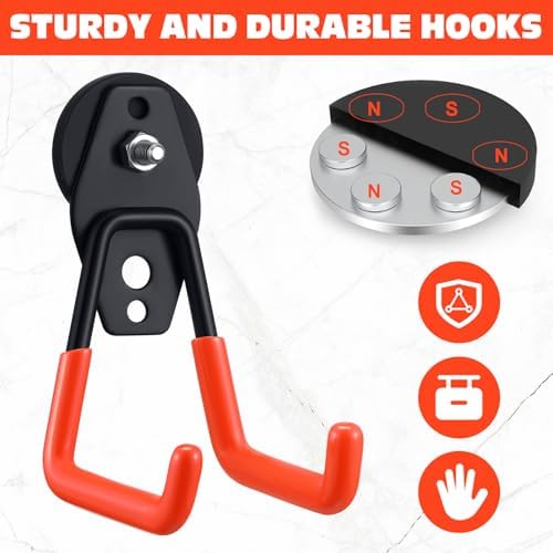 Landhoow 4 Pcs Large Magnetic Hooks Heavy Duty Garage Magnet Hooks Strong - Image 4