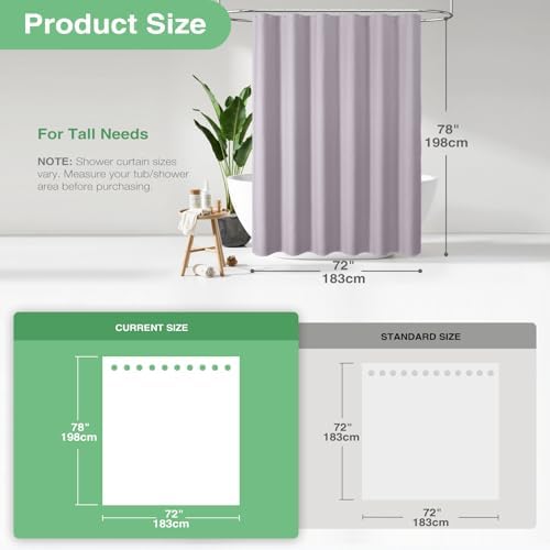 Dynamene Long Waffle Shower Curtain 256 GSM Heavy Fabric 72x78 Lavender - Image 3