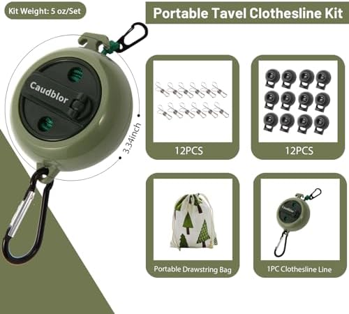Portable Travel Clothesline, 33ft Camping Clothes line - Image 6