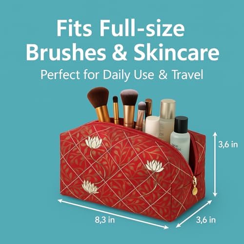 Large Pencil Case, Quilted Cotton Pencil Pouch, Cute Floral Pen Bag - Image 3