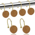 Shower Curtain Hooks, Wood Decorative Shower Curtain Rings, Modern Round Log by JTDTH