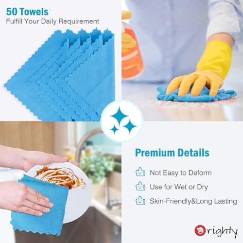Orighty Microfiber Cleaning Cloth Bulk, 50 Pack Shop Towels 12x12 in - Image 5
