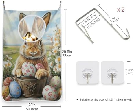 1PC Hanging Laundry Hamper Bag Over the Door Laundry Hamper Wall Hamper Large - Image 3