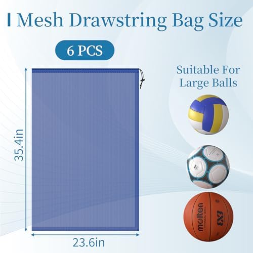 6 Pack Mesh Bag Drawstring for Storage, 23 x 35 Inch Net Bags - Image 2