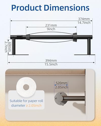 RUACQ Paper Towel Holder Under Cabinet, One Hand Tearing, Matte Black - Image 6