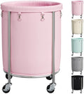ELYKEN Laundry Basket with Wheels, Round Rolling Laundry Hamper by ELYKEN