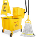38 Qt Commercial Bucket with Side Press Wringer on Wheels, Including 1 by EasyCleaningHappyLife