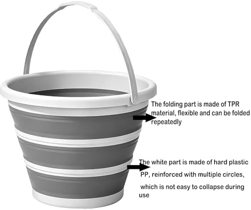 Collapsible Bucket with Handle 10L, BPA Free Foldable Round Plastic Water Bucket - Image 4