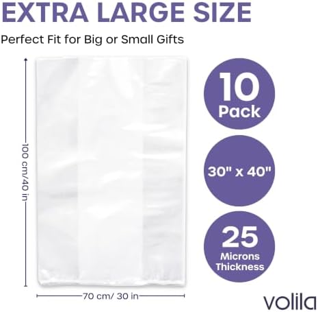 volila 10 Pack Extra Large Cellophane Bags 30x40 Inches, Cellophane Wrap - Image 3
