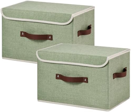 2PCS Storage Bins Boxes with Lids Decorative Fabric Baskets by Unknown