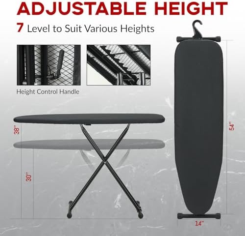 Ironing Board Full Size 54x14, RAINHOL Height Adjustable Iron Board - Image 2