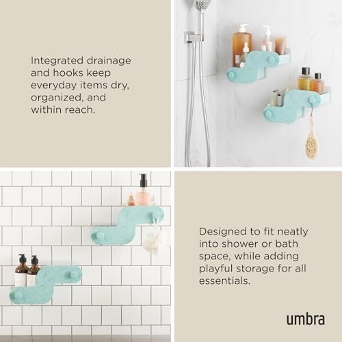 Umbra Nami Shower Caddy, Adhesive No Drill Bathroom, Ocean Blue - Image 4