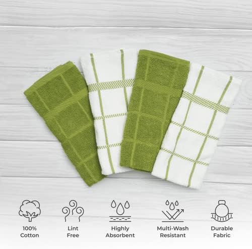 100% Cotton Terry Dish Towels, 4 pack16 x26 Inches, Super Soft and Absorbent - Image 2