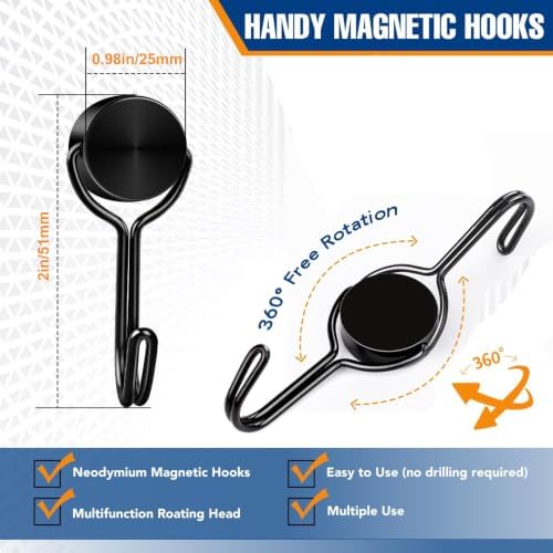 TRYMAG Magnetic Hooks for Cruise Cabins, 60LBS Heavy Duty, 6 Pack - Image 2