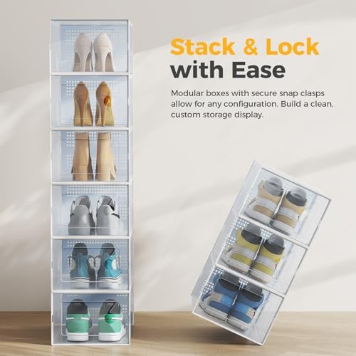 NEWBULIG 15 Pack Clear Shoe Storage Boxes, XXL-Stackable Sneaker Storage Case - Image 5
