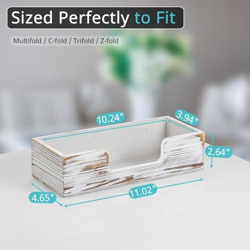 Paper Towel Dispenser Countertop, Retro White Wood Bathroom Paper Towel Holder - Image 2