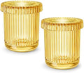 yellow Thick Glass Bathroom Qtip Holder, 2 Pack by MKOSAB