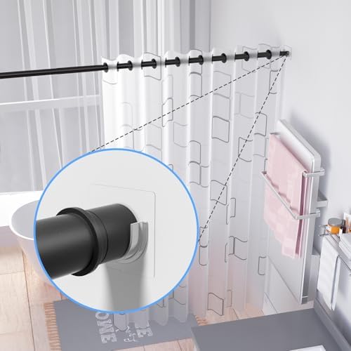6 Pack Shower Rod Holders No Drilling, Adhesive Curtain Rod Brackets - Image 3